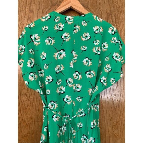 VIX Paula Hermany Petals Way Wrap-Effect Floral-Print Voile Mini Dress Green XS - Picture 8 of 12